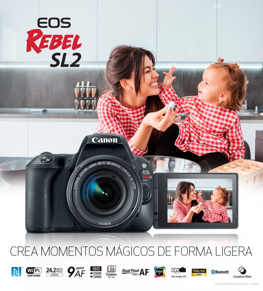 Cámara Canon EOS Rebel SL2 BK - EFS18-55F4STM US
